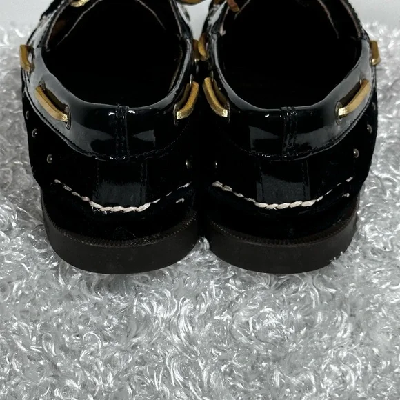 Sperry Black Velvet and Gold Studded Boat Shoe Sz 6 - Picture 5 of 9
